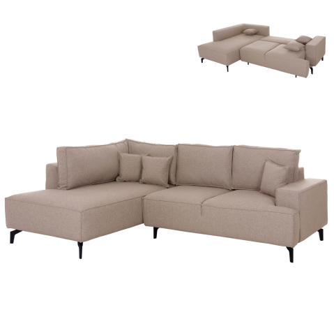 Interior - CORNER SOFA-BED WITH STORAGE SPACE SAFFIRA HM3303.03L BEIGE FABRIC 270x195x100Hcm.