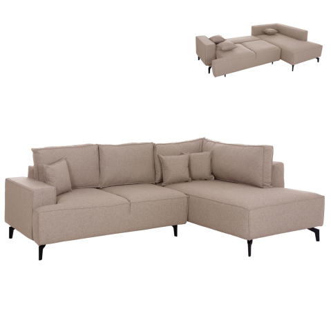 Interior - CORNER SOFA-BED WITH STORAGE SPACE SAFFIRA HM3303.03R BEIGE FABRIC 270x195x100Hcm.