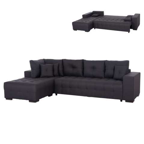 Interior - CORNER SOFA-BED WITH STORAGE SPACE TRENDSTON HM3302.01L GREY FABRIC 298x177x95Hcm.