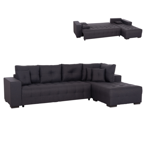 Interior - CORNER SOFA-BED WITH STORAGE SPACE TRENDSTON HM3302.01R GREY FABRIC 298x177x95Hcm.