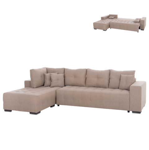 Interior - CORNER SOFA-BED WITH STORAGE SPACE TRENDSTON HM3302.03L BEIGE FABRIC 298x177x95Hcm.