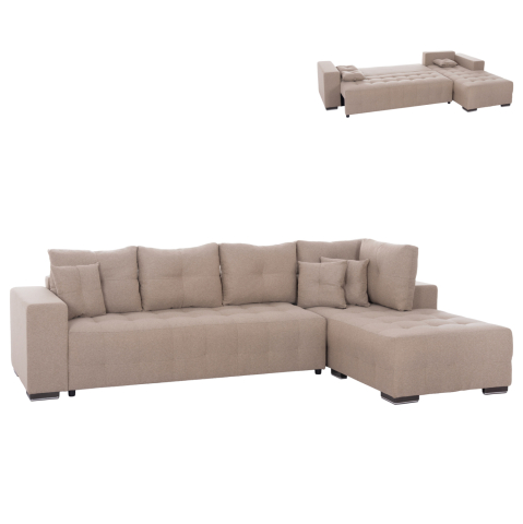 Interior - CORNER SOFA-BED WITH STORAGE SPACE TRENDSTON HM3302.03R BEIGE FABRIC 298x177x95Hcm.