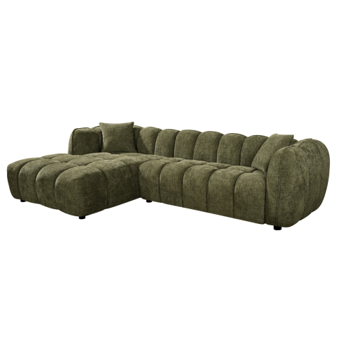 Interior - CORNER SOFA (LEFT) LYKKE HM3326.03L GREEN FABRIC 280x83-160(chaise)x80Hcm.