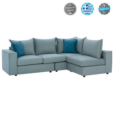 Interior - Corner Sofa "MONZA", interchangeable, 3 pcs, pistachio green, stain-resistant, water-repellent