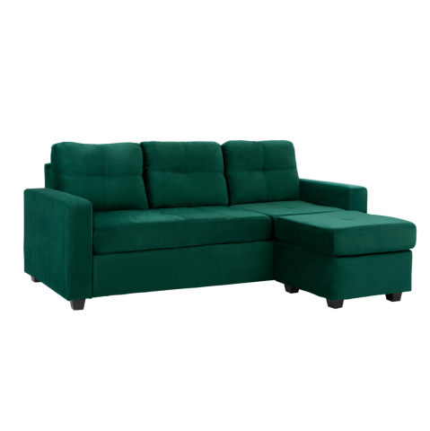 Interior - Corner Sofa Reversible Velvet Fabric Cypress Green color 207x145x85 HM3004.13
