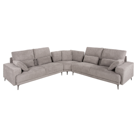 Canapele de colt - CORNER SOFA SYMMET HM3269.01 LIGHT GRAY FABRIC-GLOSSY ANTHRACITE LEGS 314x314x90-102Hcm.