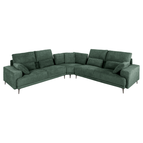 Canapele de colt - CORNER SOFA SYMMET HM3269.05 GREEN FABRIC-GLOSSY ANTHRACITE LEGS 314x314x90-102Hcm.