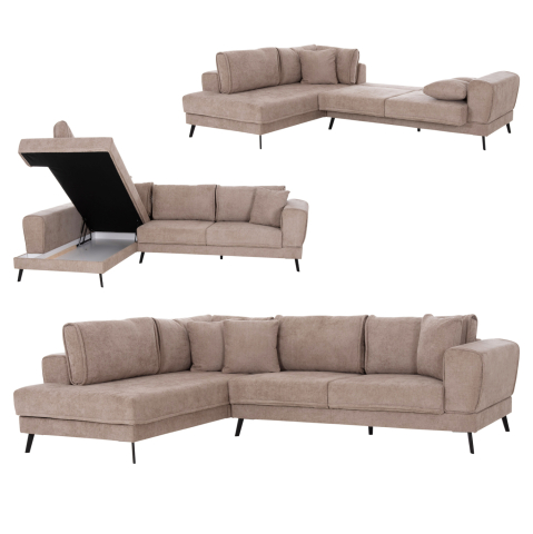 Interior - CORNER SOFABED (LEFT) ZENORA HM3337.03L BEIGE FABRIC 303x214x80Hcm
