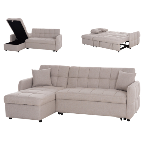Interior - CORNER SOFABED REVERSIBLE NEZU HM3294.02 BEIGE FABRIC 210x140x78Hcm.
