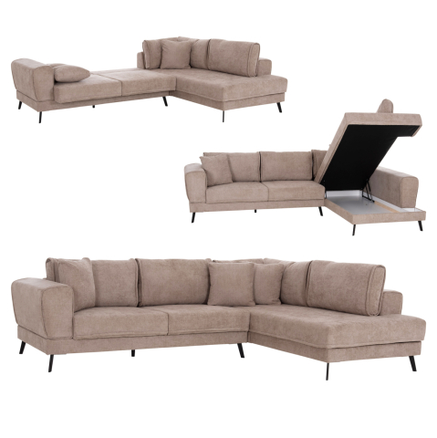 Interior - CORNER SOFABED (RIGHT) ZENORA HM3337.03R BEIGE FABRIC 303x214x80Hcm