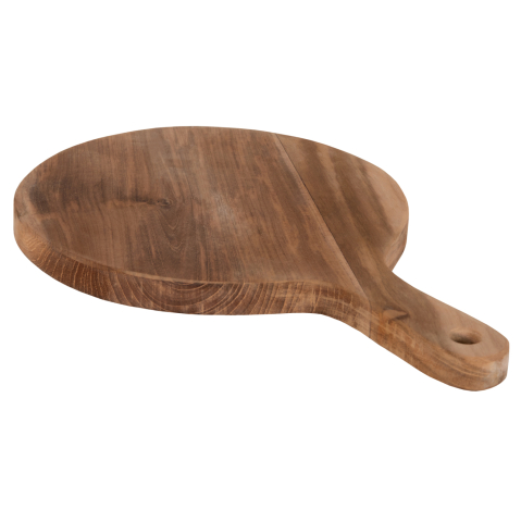 Electrocasnice - CUTTING BOARD ROUND HM4292 TEAK WOOD IN NATURAL-WITH HANGING HOLE AND HANDLE 23x35x2Hcm.