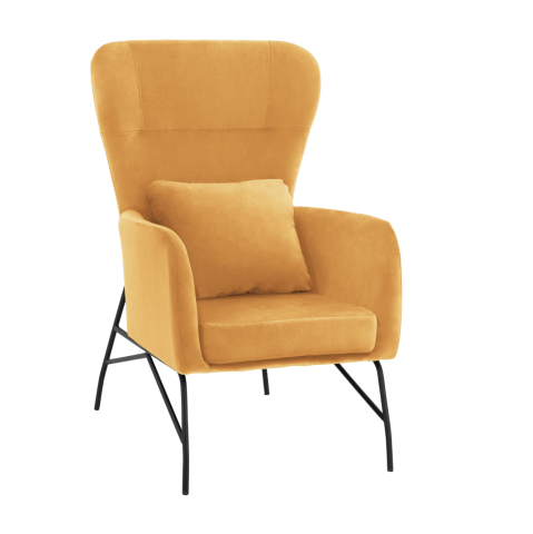Interior - DANIA Armchair, Velvet Gold, metal black leg HM8721.09 67x80x102 cm.