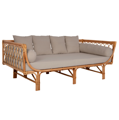 Canapele - DAYBED-SOFA ALIKI HM9658 RATTAN IN NATURAL-BEIGE CUSHIONS 200x100x76Hcm.