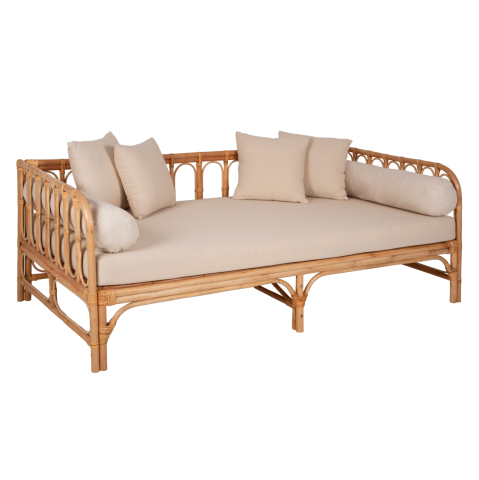 Canapele - DAYBED-SOFA LIGNANO HM9660 RATTAN IN NATURAL-BEIGE CUSHIONS 200x100x75Hcm.