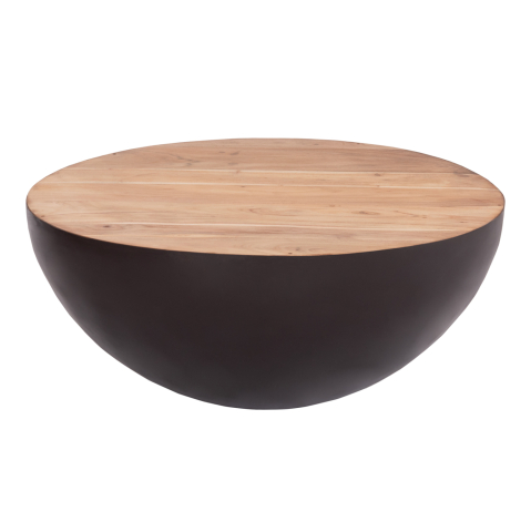 Interior - DECOR ROUND COFFEE TABLE BOWL HM8717.22 RUSTY WITH ACACIA WOOD TOP Φ89.5X39Hcm.