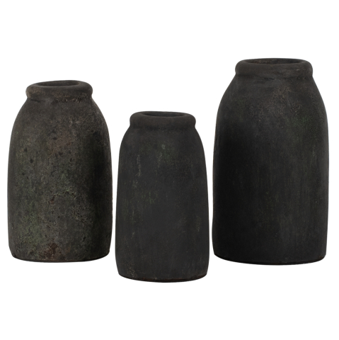 Decoratiuni pentru masa - DECOR VASES 3PCS HM7711 TERRACOTTA FOSSIL GREY