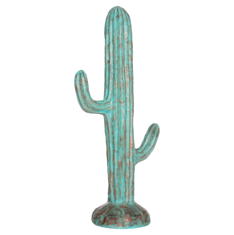 Decoratiuni - DECORATIVE FLOOR STANDING CACTUS HM4386.03L PLASTER IN TURQUOISE 63x37x150Hcm.
