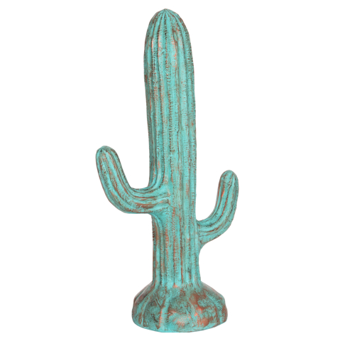 Decoratiuni - DECORATIVE FLOOR STANDING CACTUS HM4386.03M PLASTER IN TURQUOISE 54x34x103Hcm.