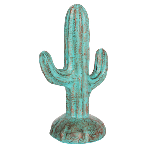 Decoratiuni - DECORATIVE FLOOR STANDING CACTUS HM4386.03S PLASTER IN TURQUOISE 42x30x74Hcm.