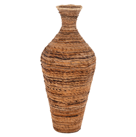 Decoratiuni de podea - DECORATIVE FLOOR VASE HM7836 BANANA FIBER RUSH-MAT IN BROWN COLOR Φ43x100Hcm.
