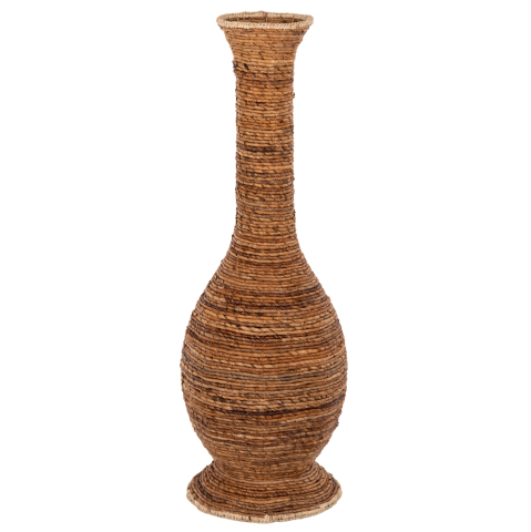 Decoratiuni de podea - DECORATIVE FLOOR VASE HM7865 BANANA FIBER RUSH-MAT IN BROWN COLOR Φ35x104Hcm.
