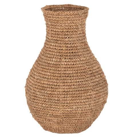 Decoratiuni de podea - DECORATIVE FLOOR VASE HM7866 PALM FIBER MAT IN NATURAL COLOR Φ34x50Hcm.