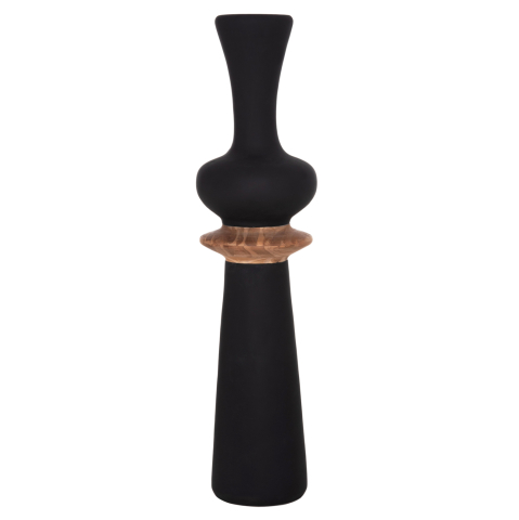 Decoratiuni de podea - DECORATIVE FLOOR VASE NEBULA HM4660.01L FIBER CEMENT IN BLACK--TEAK WOOD Φ45x172Hcm.