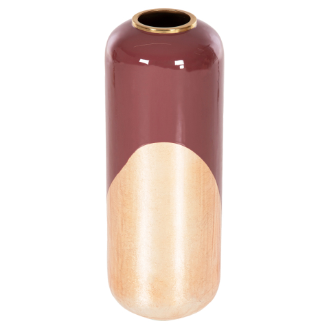 Vaze de podea - DECORATIVE FLOOR VASE RAKSASA HM4232.06 METAL IN CHERRY RED-GOLD PEARL Φ24x69Hcm.