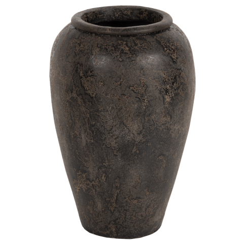 Decoratiuni de podea - DECORATIVE FLOOR VASE SPARTA ΗΜ7933 TERRACOTA IN BLACK COLORING Φ47x69Hcm.
