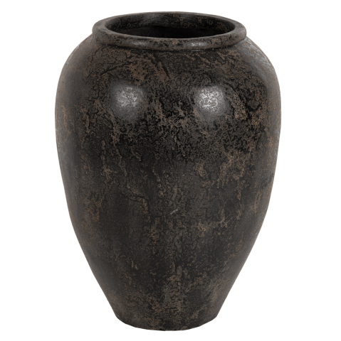 Decoratiuni de podea - DECORATIVE FLOOR VASE SPARTA HM7934 TERRACOTA IN BLACK COLORING Φ66x85Hcm.