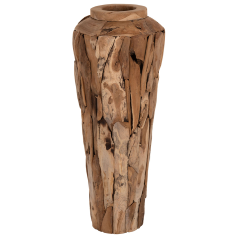 Decoratiuni de podea - DECORATIVE FLOOR VASE ZENIA ΗΜ7921 RECYCLED TEAK WOOD PIECES IN NATURAL COLOR Φ60x120Hcm.