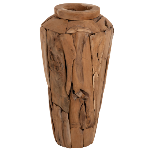 Decoratiuni de podea - DECORATIVE FLOOR VASE ZENIA HM7920 RECYCLED TEAK WOOD PIECES IN NATURAL COLOR Φ40x80Hcm.