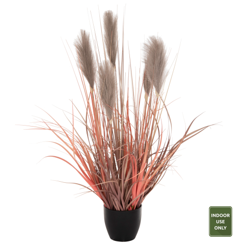 Flori - Plante - DECORATIVE SYNTHETIC PLANT IN POT HM4015 GRASS + FEATHERS Φ14,5x12,5-86Hcm.