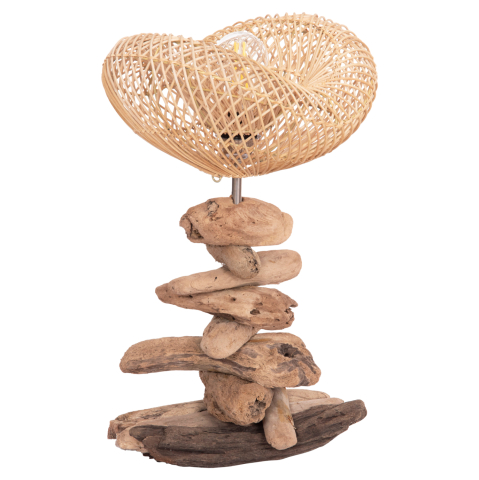 Lampi de birou - DECORATIVE TABLE LAMP IVAR HM4431 DRIFTWOOD and RATTAN 32x30x53Hcm.