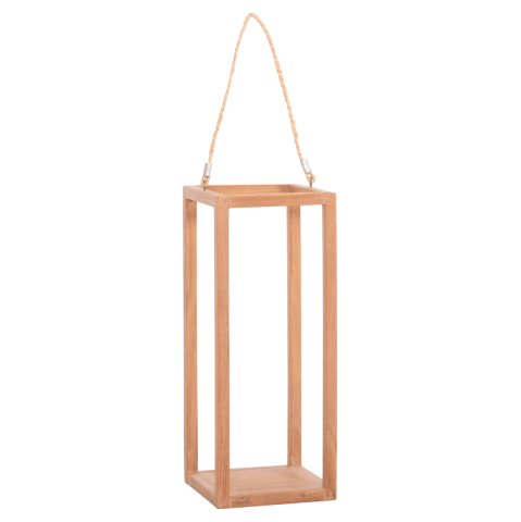 Articole de servire si decoratiuni - DECORATIVE TABLE LANTERN FOR CANDLES FENT HM4582 TEAK WOOD IN NATURAL 20x20x50-80Hcm.