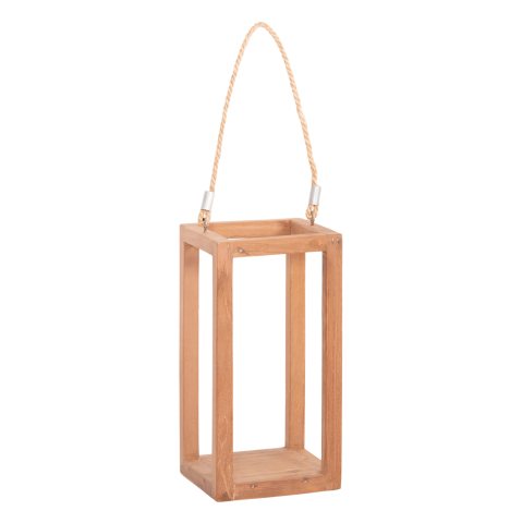 Articole de servire si decoratiuni - DECORATIVE TABLE LANTERN FOR CANDLES FENT HM4583 TEAK WOOD IN NATURAL 15x15x30-53Hcm.