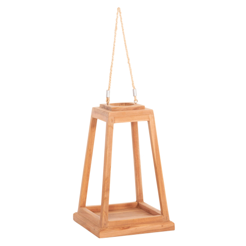 Articole de servire si decoratiuni - DECORATIVE TABLE LANTERN FOR CANDLES RAMI HM4584 TEAK WOOD IN NATURAL 25x25x39-67Hcm.