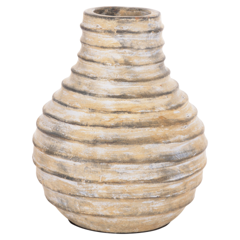 Decoratiuni - DECORATIVE TABLE VASE VERMO HM4401 TERRACOTTA IN BRUSHED BEIGE Φ27x30Hcm.
