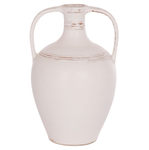 Decoratiuni - DECORATIVE VASE (AMPHORA) FEAX HM4676.02L TERRACOTA IN WHITE--35x35x58Hcm.