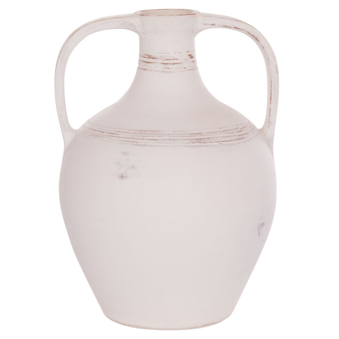 Decoratiuni - DECORATIVE VASE (AMPHORA) FEAX HM4676.02S TERRACOTA IN WHITE--35x35x48Hcm.
