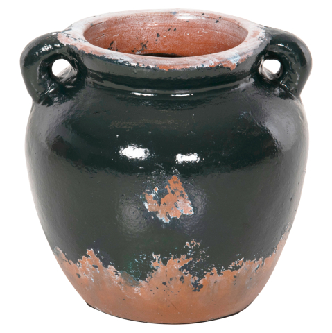 Vaze de podea - DECORATIVE VASE HM4380 TERRACOTTA IN ANTIQUE GREEN COLORING Φ26Χ26Hcm.