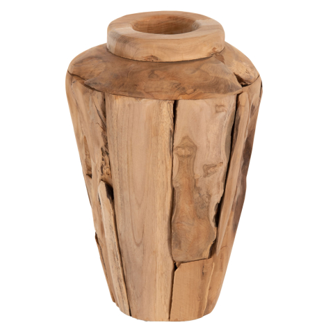 Vaze de podea - DECORATIVE VASE ZENIA HM7918 RECYCLED PIECES OF TEAK WOOD IN NATURAL COLOR Φ20x40Hcm.