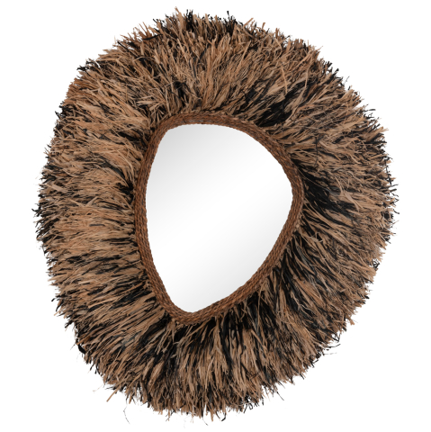 Interior - DECORATIVE WALL MIRROR GRESSO HM4712 BANANA FIBERS IN NATURAL-BLACK 90x100Hcm.