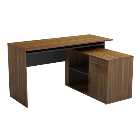 Birouri - DESK RIGHT CORNER CARNET HM18384.03 MELAMINE IN WALNUT/GREY 138x102x75Hcm.