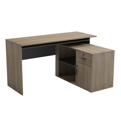 Birouri - DESK RIGHT CORNER CARNET HM18384.13 MELAMINE IN SONAMA/GREY 138x102x75Hcm.