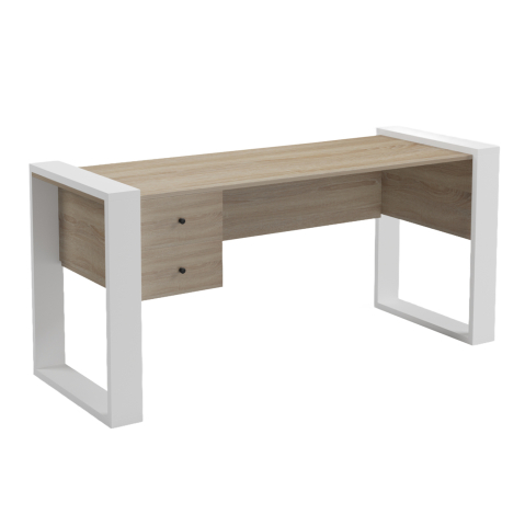Birouri - DESK WITH 2 DRAWERS TONTEL HM2157.01 MELAMINE IN SONAMA--WHITE LEGS 160x60x73Hcm.