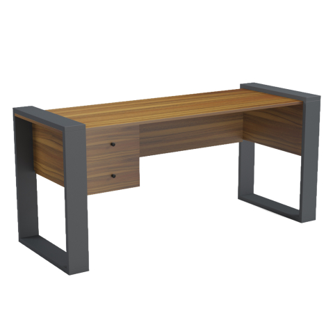Birouri - DESK WITH 2 DRAWERS TONTEL HM2157.03 MELAMINE IN WALNUT--GREY LEGS 160x60x73Hcm.
