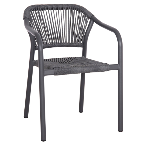Scaune - Fotolii - DINING ARMCHAIR ALUMINUM LUCCI HM6266.01 DARK GREY FRAME and P.E. RATTAN 58x56x79Hcm.