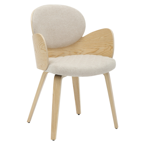 Interior - DINING ARMCHAIR DARNELL HM9974.01 PLYWOOD IN OAK COLOR-ECRU FABRIC 56x56x83Hcm.