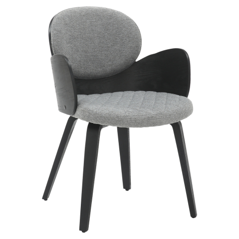 Interior - DINING ARMCHAIR DARNELL HM9974.02 PLYWOOD IN BLACK COLOR-GREY FABRIC 56x56x83Hcm.